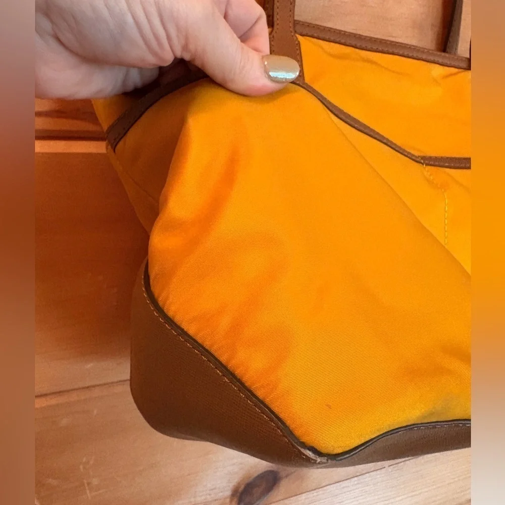 Michael Kors Kempton Medium Pocket Nylon Tote Handbag Purse Hunter Forest Yellow